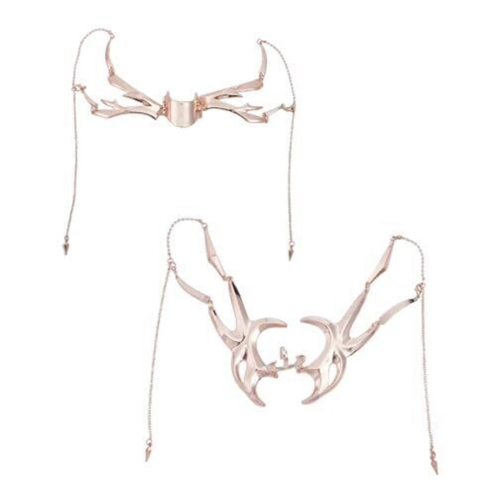 6957 2 PCS Cyber Punk Masquerade Mask, Unisex Jewelry Face Chain Golden